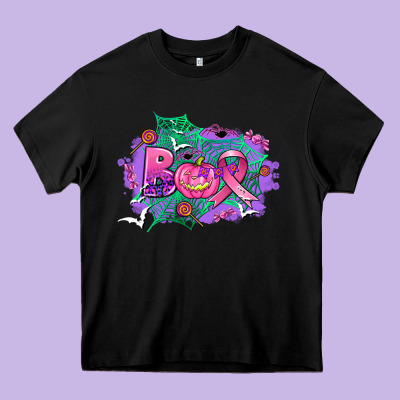 Halloween Boo With Cancer Ribbon Heavy Core Tee Designed By Adodesignshop