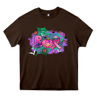 Chocolate Brown halloween boo with cancer ribbon Heavy Core Tee - AdoDesignShop
