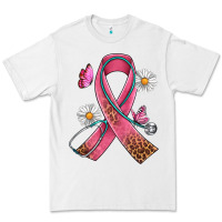 White Cancer Ribbon Stethoscope Daisy Butterfly Premium Tee - Artiststas