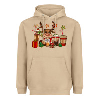 Mushroom reindeer coffe cups christmas Heavyweight Hoodie - CowGirlArtShop