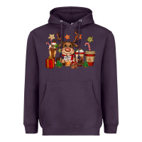 Plum reindeer coffe cups christmas Heavyweight Hoodie - CowGirlArtShop