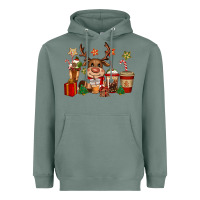 Sage reindeer coffe cups christmas Heavyweight Hoodie - CowGirlArtShop