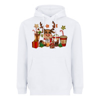 White reindeer coffe cups christmas Heavyweight Hoodie - CowGirlArtShop