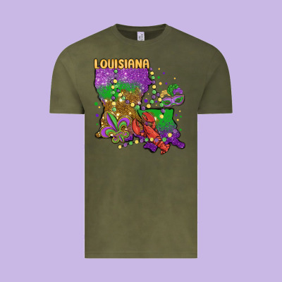 Mardi Gras Louisiana Map Vintage Tee Designed By Maliassmallbusiness