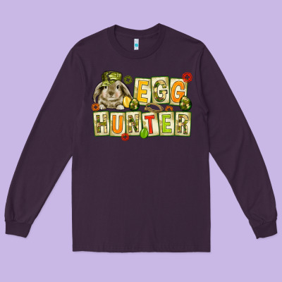 Egg Hunter With Camouflage Plate Letters Long Sleeve Tee Designed By Nancycooperartshop