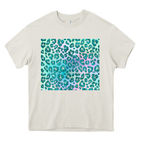Cream turquoise leopard glitter Heavy Core Tee - JahusDesignShop
