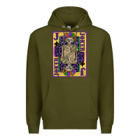 Army Green joker mardi gras skeleton Premium Hoodie - CowGirlArtShop