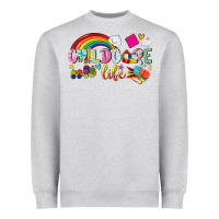 Heather Grey childcare life Heavyweight Sweatshirt - NancyCooperArtShop