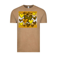 Vintage Coffee yellow hearts Vintage Tee - JahusDesignShop