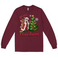 Burgundy Merry Christmas Black Santa Long Sleeve Tee - MaliasSmallBusiness
