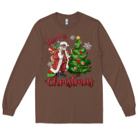Chestnut Merry Christmas Black Santa Long Sleeve Tee - MaliasSmallBusiness