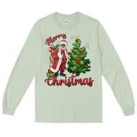Matcha Merry Christmas Black Santa Long Sleeve Tee - MaliasSmallBusiness