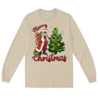 Mushroom Merry Christmas Black Santa Long Sleeve Tee - MaliasSmallBusiness
