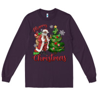 Plum Merry Christmas Black Santa Long Sleeve Tee - MaliasSmallBusiness
