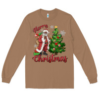 Toasted Coconut Merry Christmas Black Santa Long Sleeve Tee - MaliasSmallBusiness