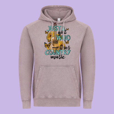 Just A Girl Who Loves Country Music Vintage Hoodie Designed By Maliassmallbusiness