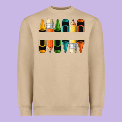 Custom Crayons With Pencil Heavyweight Sweatshirt Designed By Nancycooperartshop