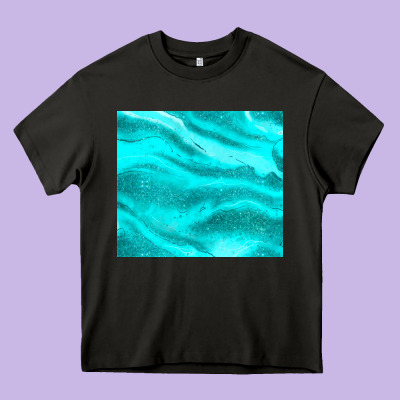 Turquoise Glitter Heavy Core Tee Designed By Jahusdesignshop