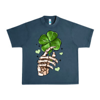 Midnight Navy skeleton hand with shamrock st patrick s day Urban Heavy Tee - MaliasSmallBusiness