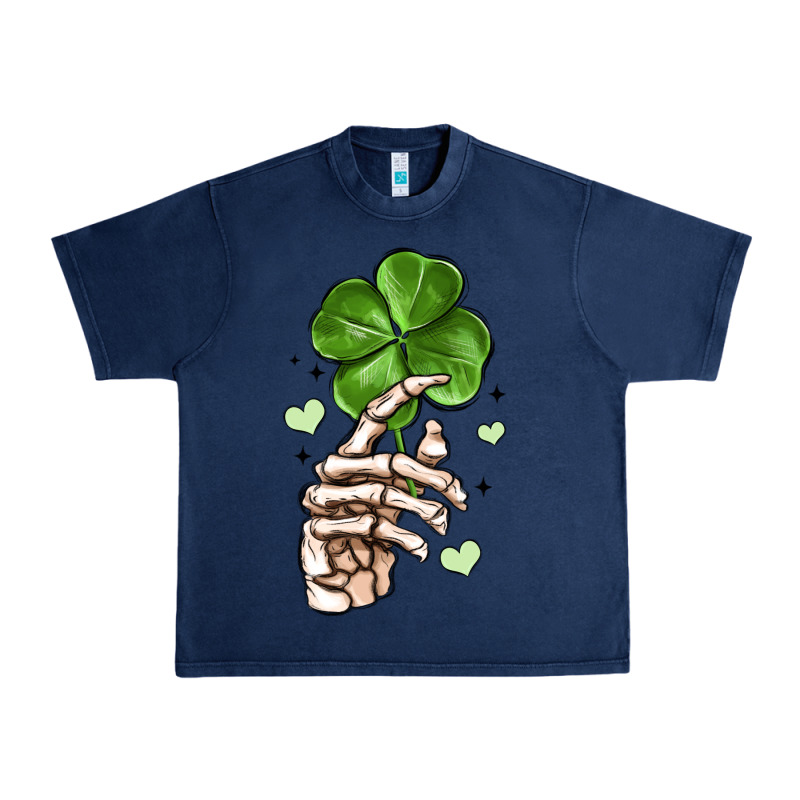 Skeleton Hand With Shamrock St Patrick S Day Urban Heavy Tee by MaliasSmallBusiness | Teevron