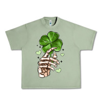 Oil Green skeleton hand with shamrock st patrick s day Urban Heavy Tee - MaliasSmallBusiness