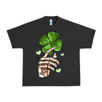 Pigment Black skeleton hand with shamrock st patrick s day Urban Heavy Tee - MaliasSmallBusiness
