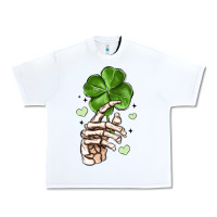 White skeleton hand with shamrock st patrick s day Urban Heavy Tee - MaliasSmallBusiness