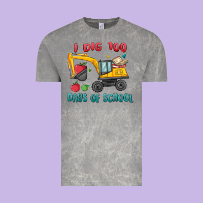 I Dig 100 Days Of School Excavator Vintage Tee Designed By Maliassmallbusiness