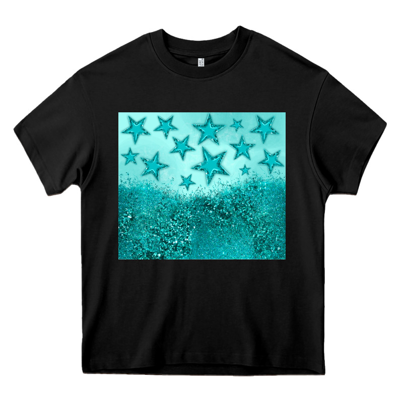 Turquoise Glitter Star Heavy Core Tee by JahusDesignShop | Teevron
