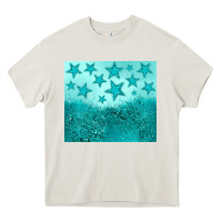 Cream turquoise glitter star Heavy Core Tee - JahusDesignShop