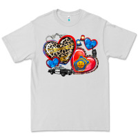 Dove Grey western leopard  police hearts Premium Tee - AdoDesignShop