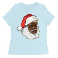 Baby Blue african american santa Ladies Tee - RanaPortraitStore