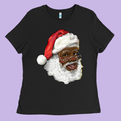 African American Santa Ladies Tee Designed By Ranaportraitstore