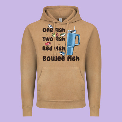 One Fish Two Fish Red Fish Boujee Fish Vintage Hoodie Designed By Maliassmallbusiness