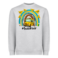 Heather Grey bus driver rainbow Heavyweight Sweatshirt - NancyCooperArtShop
