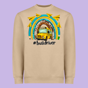 Bus Driver Rainbow Heavyweight Sweatshirt Designed By Nancycooperartshop