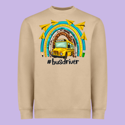 Bus Driver Rainbow Heavyweight Sweatshirt Designed By Nancycooperartshop