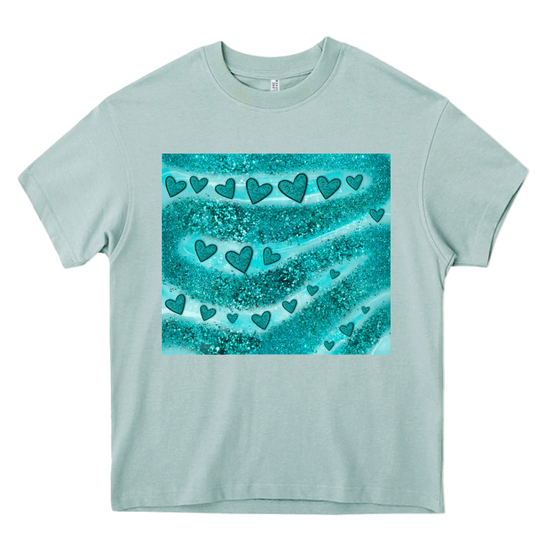 Turquoise Glitter Heart Heavy Core Tee by JahusDesignShop | Teevron