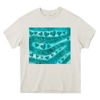 Cream turquoise glitter heart Heavy Core Tee - JahusDesignShop