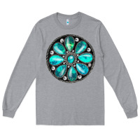 Heather Grey turquoise gemstone Long Sleeve Tee - JahusDesignShop
