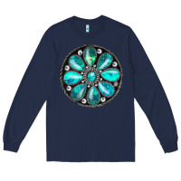Navy turquoise gemstone Long Sleeve Tee - JahusDesignShop