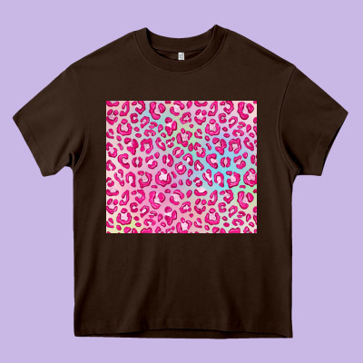 Pink Leopard Glitter Heavy Core Tee Designed By Jahusdesignshop