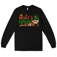 Black What's crackin Christmas Long Sleeve Tee - NancyCooperArtShop