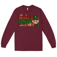 Burgundy What's crackin Christmas Long Sleeve Tee - NancyCooperArtShop