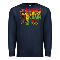 Navy juneteenth breaking every chain since 1865 woman f Premium Sweatshirt - CowGirlArtShop