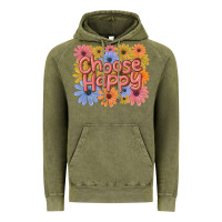 Vintage Olive choose happy Vintage Hoodie - MaliasSmallBusiness