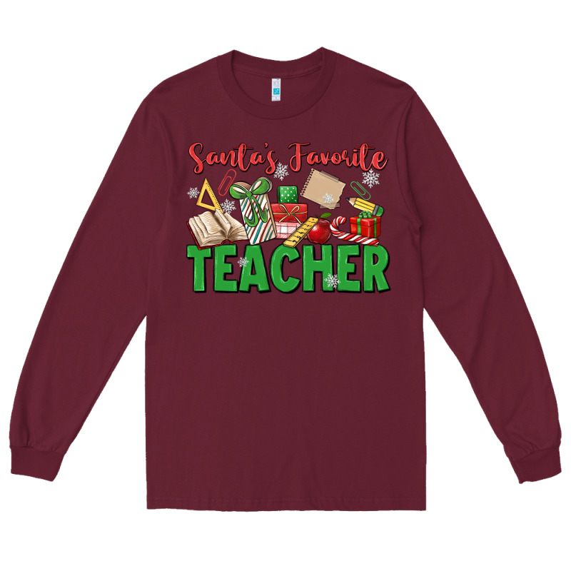 Santa's Favorite Teacher Long Sleeve Tee by MaliasSmallBusiness | Teevron