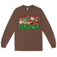 Chestnut santa's favorite teacher Long Sleeve Tee - MaliasSmallBusiness