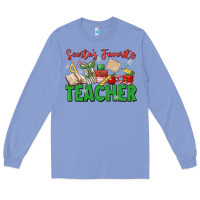Colony Blue santa's favorite teacher Long Sleeve Tee - MaliasSmallBusiness