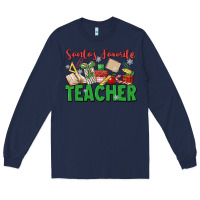 Navy santa's favorite teacher Long Sleeve Tee - MaliasSmallBusiness